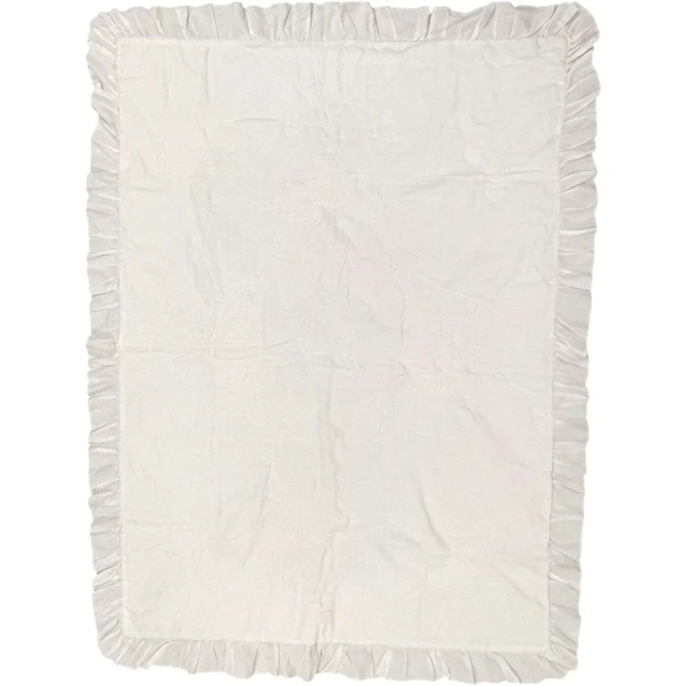 Handmade Whitework Embroidered Baby Coverlet Ruffled Heirloom Vintage Nursery